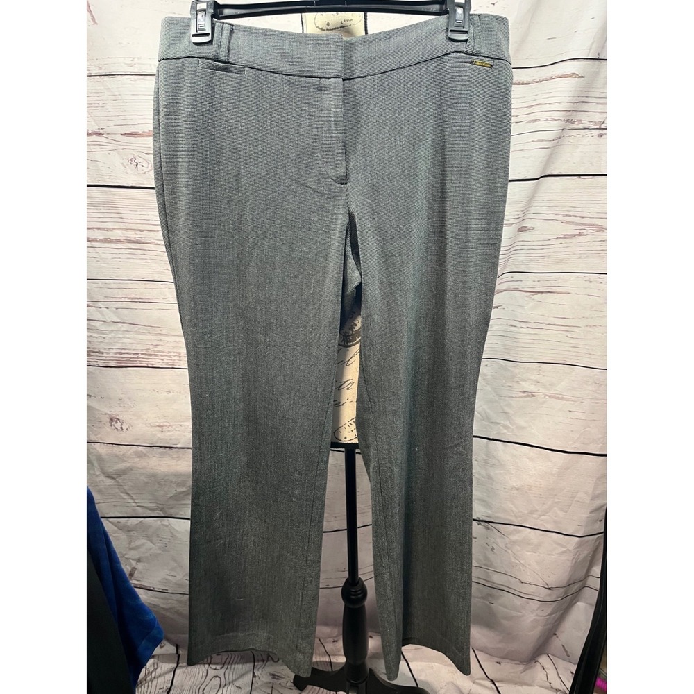 Anne Klein Grey Textured Straight Leg Dress Pants Womens 14 Office Workwear